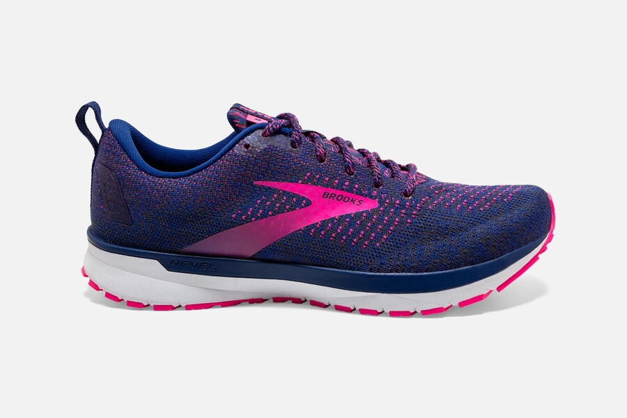 Brooks Revel 4 Road Running Shoes Womens Blue/Pink 652841-CLE